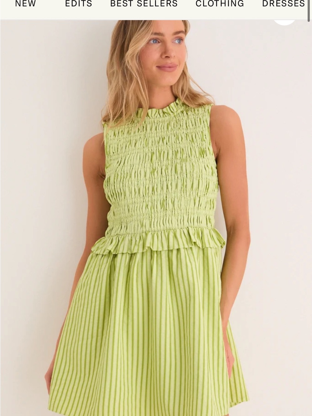 Tuckernuck Lime Green Smocked Mini Dress